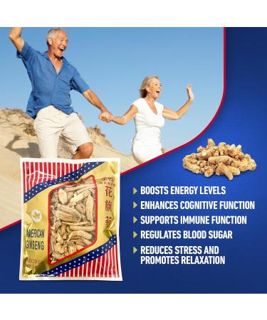 NATURAURA Premium American Ginseng Roots - Natural Energy & Focus Booster - USA Grown Potent Herbal Supplement for Teas & Tonics - Authentic Fresh Harvested Traditional Roots 4 oz Product of USA - Buy Online on GoSupps.com