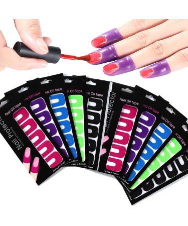 JIAMIAN 100pcs Nail Polish Stencil Nail Polish Protector Stencil Nail Art Cuticle Guard Skin Barrier Protector Gel Nail Tips Forms Anti Spill Holder Clip Cap 100 pcs