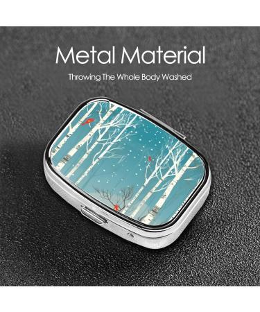 Merry Christmas Birch Tree Printed Pill Box | Portable Medicine Organizer for Travel - Buy Online on GoSupps.com