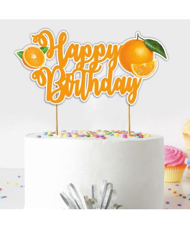 Seyal Orange Happy Birthday Cake Topper