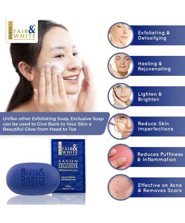FAIR & WHITE Exclusive Exfoliating Soap 200g/7oz - Moisturizing Bar for Face & Body - Buy Online on GoSupps.com