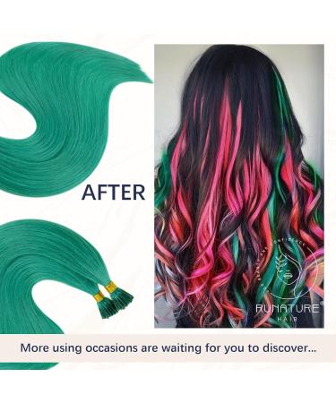 Runatur I Tip Extensions - Real Hair 35cm Blue-Green Teal Pre-Bonded Extensions | Cold Fusion Invisible 20g - Buy Online on GoSupps.com