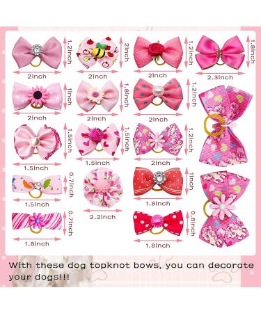 30PCS Pink Dog Hair Bows with Rubber Bands - Cute Hair Bowknots for Female Dogs - Grooming Accessories - Buy Online on GoSupps.com
