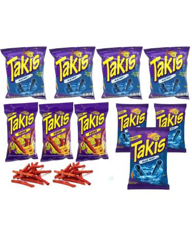 Takis Party Pack includes - 3 x 55g Fuego Flavour + 3 x 56.7g Blue Heat + 4 x 92.3g Blue Heat