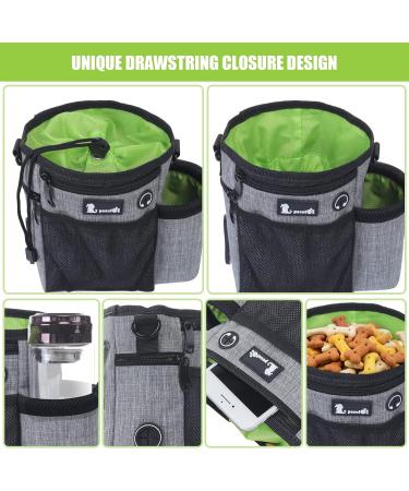 Pecute 4-in-1 Waterproof Dog Training Treat Bag | Robust Walking Bag with Feces Dispenser & Water Bowl - Gray & Green - Buy Online on GoSupps.com