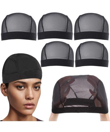 Leeven 5 Pcs/lot Black Wig Caps For Women Breathable Nylon Wig Caps for Making Wigs Stretchable Net Mesh Dome Wig Cap 20.5"-22" Small (5 Count)