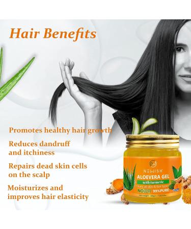 Organic Aloe Vera Gel with Turmeric - Daily Moisturizer for Face, Hair & Acne-prone Skin - Sunburn Relief - 6.76 Fl Oz - Buy Online on GoSupps.com