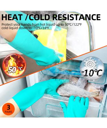 VGO 3 Pairs XL Reusable Nitrile Household Gloves - Latex-Free Waterproof Kitchen & Garden Cleaning Gloves | NT2141 Green - Buy Online on GoSupps.com