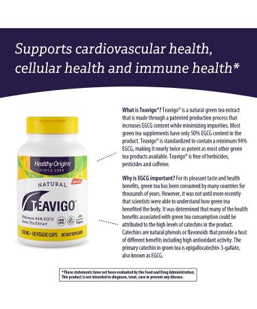 Healthy Origins Teavigo Green Tea 150mg (94% EGCG) - 60 Veggie Caps - Buy Online on GoSupps.com