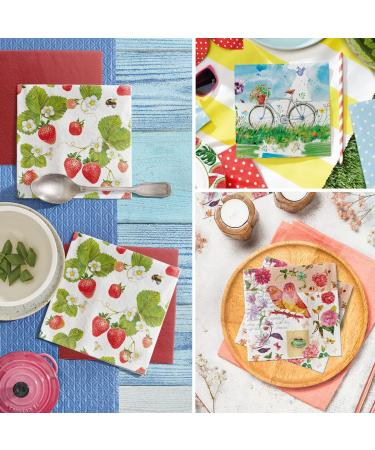 PAW 3-Layer Colorful Fruit Paper Napkins (33x33 cm) - 20 Pack for Birthdays Parties Weddings & Celebrations - Strawberry & Bees Design - Buy Online on GoSupps.com