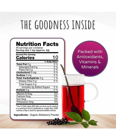 Feelgood Superfoods Organic Elderberry Powder - 7 oz Vegan Antioxidant & Immune Booster - Buy Online on GoSupps.com