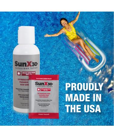 Sun X 30+ SPF Travel Size Sunscreen Packets - 25 Paraben & Oxybenzone Free Broad Spectrum Protection Water & Sweat Resistant - Buy Online on GoSupps.com