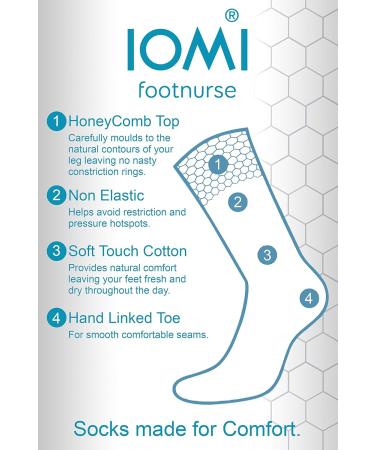 IOMI - 6 Pack Mens Loose Wide Top No Elastic Non Binding Cotton Diabetic Socks 7-12 Blue - Buy Online on GoSupps.com