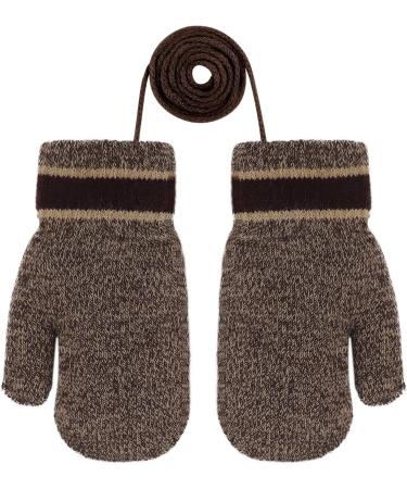Cute Fox Knitting Full Finger Gloves for Toddlers 1-3 Yrs | Winter Thermal Plush Lining | Kids Cycling Camping Mitten in Bear/Khaki - Buy Online on GoSupps.com