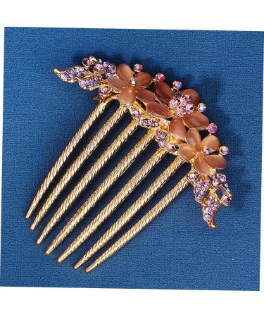 PLAFOPE Opal Comb Small Tooth Comb Floral Hair Clips Styling Hair Clips Barrettes for Thick Hair Wedding Hair Accessories for Brides Hair Combs for Hair Topper Comb Hair Clip Alloy Purple - Buy Online on GoSupps.com