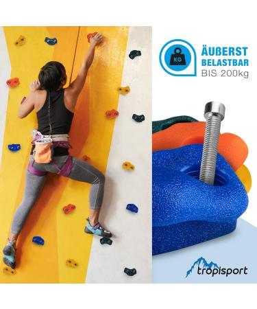 Tropisport Climbing Handles Set - 20 Colorful Stones for Climbing Wall | 200kg Resilient Boulder Holds with Assembly Accessories - International Shipping Available - Buy Online on GoSupps.com