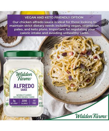 Walden Farms Light Alfredo Sauce 12 oz - Vegan & Keto Friendly, Non-Dairy Milk Substitute, 0g Net Carbs - Perfect for Chicken, Fish, Scampi & More - Buy Online on GoSupps.com