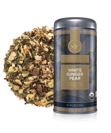 Teabloom Organic White Tea, White Ginger Pear Loose Leaf Tea, Distinctive and Delicate White Tea, USDA Certified Organic, Fresh Whole Leaf Tea in Reusable Gift Canister, 2.46 oz/70 g Canister Makes 35-50 Cups