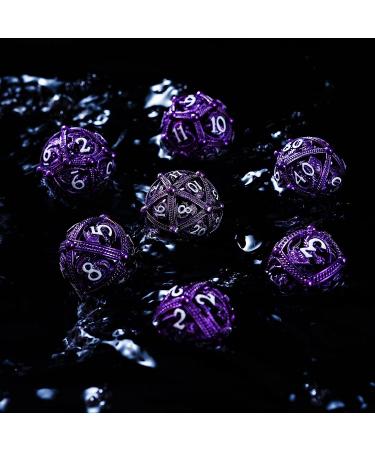 Metal DND Dice Set - Unique Round Hollow Orb Design - Purple Dragon Metal Dice for RPG - Stunning Dungeons and Dragons Set - Buy Online on GoSupps.com