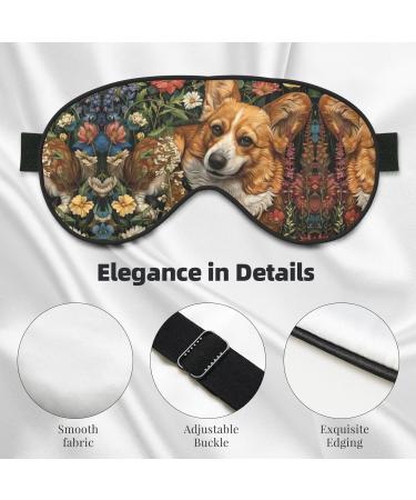 Corgi Floral Spring Garden Double-Sided Eye Mask | Soft & Light Blocking for Enhanced Sleep Quality - Shop Now - Buy Online on GoSupps.com