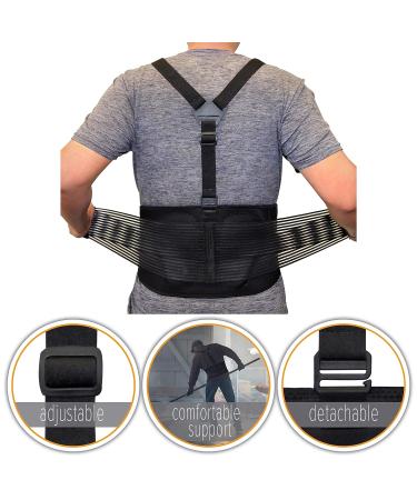 AllyFlex XL/XXL Sports Back Brace with Y-Shape Suspenders and Dual 3D Lumbar Support for Lifting Work - Relieve Pain and Prevent Injury - Buy Online on GoSupps.com