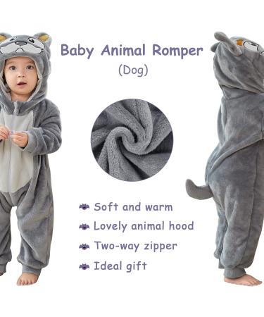 Cooky.D Baby Hooded Romper | Winter Flannel Jumpsuit Pajamas | 24-30 Months | Dog Design - Buy Online on GoSupps.com