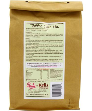 Beau Products & Kells Wholemeal Toffee Cake Mix 1kg - Buy Online on GoSupps.com