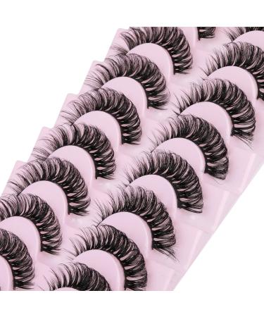 Eyelashes Russian Strip Lashes D Curl Fluffy Wispy Natural Cat Eye False Lashes Look like Eyelash Extensions 10 Pairs by Yawamica