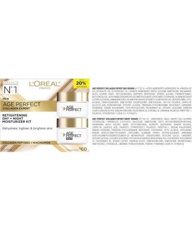L'Or al Paris Day & Night Face Moisturizer Cream Skincare Kit (2-Piece) Age Perfect Collagen Expert with Collagen Peptides + Niacinamides For Mature Skin Suitable for Sensitive Skin Skincare kit 2 x 70 ml - Buy Online on GoSupps.com