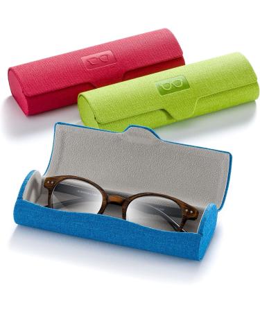 FEFI Sturdy Hardcase Glasses Case - Colorful Blue Linen Look | Durable & Stylish Eyewear Protection - Buy Online on GoSupps.com
