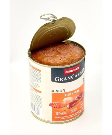 Animonda GranCarno Junior Dog Food - Wet Food for Growing Dogs Beef & Chicken 6 x 800g Pack - Buy Online on GoSupps.com