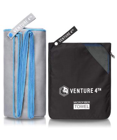 VENTURE 4TH Quick Dry Travel Towel - Fast Drying Ultra Soft Microfiber Towels - Essential for Camping, Backpacking, Yoga, Swimming, Gym, Sports and Beach - 3 Compact Sizes Gray Blue Large 31.5" x 60"