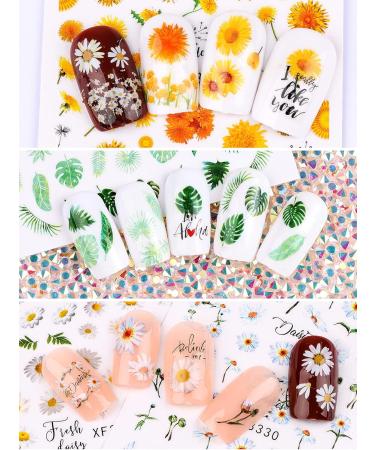 Kalolary Sunflower Daisy Nail Stickers 12 Sheets 3D Nail Polish Sunflower Stickers Blossom Flowers Nail Art Self-Adhesive DIY Nail Decal for Nail Accessories Decorations - Buy Online on GoSupps.com