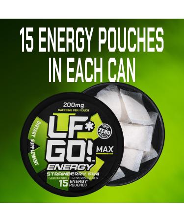 Energy Pouches - Caffeine Pouches with 200mg Natural Caffeine 6 Essential Vitamins & Minerals 0 Calories & Sugar - Strawberry Kiwi Flavor - 15 Pouches Per Can - Buy Online on GoSupps.com