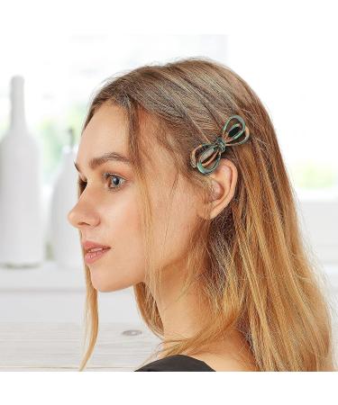 3Pcs Cobahom Duckbill Hair Clips Set - 2.5 inch Hollow Bow Hairpin in Yellow-Brown, Beige, and Red-Green - Fashion Hair Clips for Women Girls - Buy Online on GoSupps.com