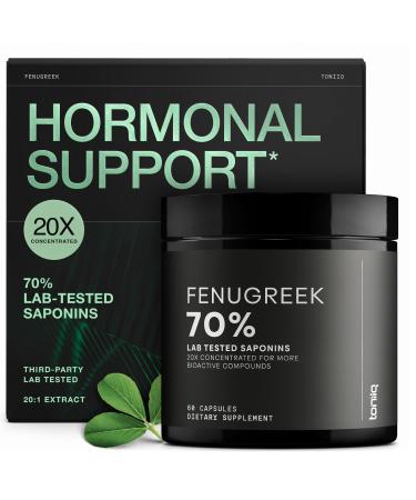 Fenugreek Capsules - Ultra High Potency 20:1 Extract with 70% Saponins - Highly Concentrated - Third-Party Lab Tested - 60 Capsules 60 Count (Pack of 1)