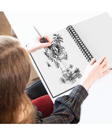 Artist Sketchbook Hardcover | 200GSM Thick Paper | Large Spiral Sketch Book for Drawing and Mixed Media | 8.25x11.4 Inches | 80 Pages - Buy Online on GoSupps.com