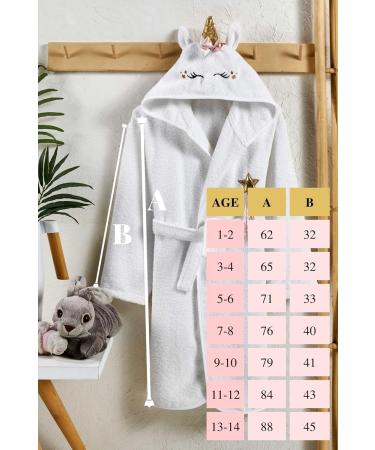 Ely Parker Kids' Hooded Bathrobe - Soft Turkish Cotton for Boys & Girls (7-8 Years) - Unicorn Design - Buy Online on GoSupps.com