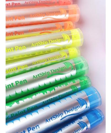 14 Pack Neon UV Fluorescent Acrylic Paint Pens - Extra Fine and Medium Tip Markers for Rock Painting, Ceramic, Glass - Water Based, Non-Toxic - Buy Online on GoSupps.com