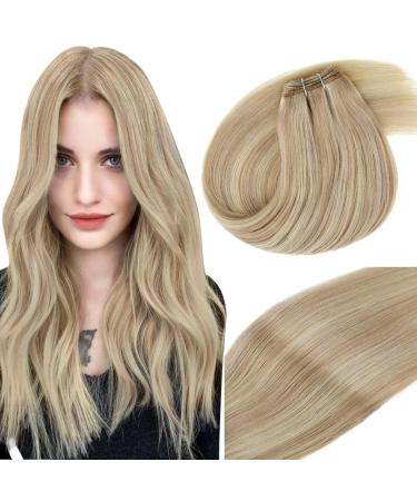 Vivien blond real hair treat extensions ashblond mix bleaching blonde extensions tress real hair remy hairpins extensions blonde 20 inch/50cm 100g #p18/613 20 zo11 2-1 bricks #18/613