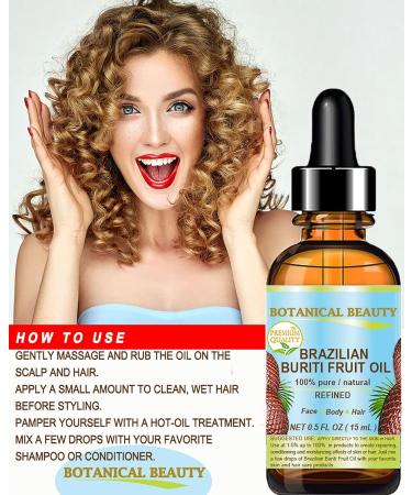 Buy Pure Brazilian Buriti Fruit Oil - Virgin Cold Pressed Carrier Oil 0.5 fl.oz | Ideal for Face Body Hair Lips & Nails by Botanical Beauty - Buy Online on GoSupps.com