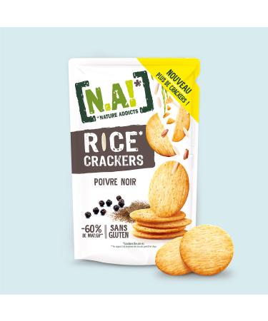 N / A! Nature Addicts Rice Crackers Black Pepper 12 Bags of 85 g - Fine Rice Crackers, Light and Crunchy - 60% Less Fat Than Bi