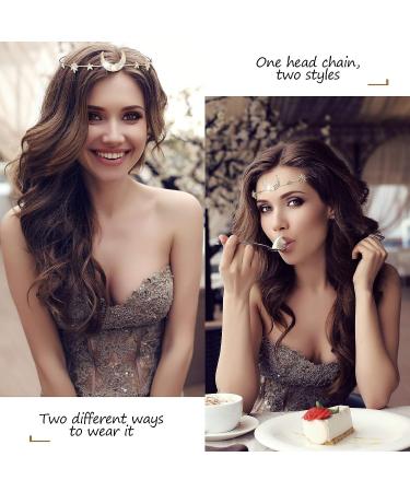 Boho Moon & Star Head Chain Set - Crystal Hair Accessories for Women - Buy Online on GoSupps.com