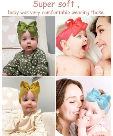 20pcs Baby Headbands Grosgrain Ribbon Bows Girls Headbands Elastic Nylon Hairbands - Hair Accessories for Newborns, Infants, Toddlers, Kids - 6 Inches - Buy Online on GoSupps.com