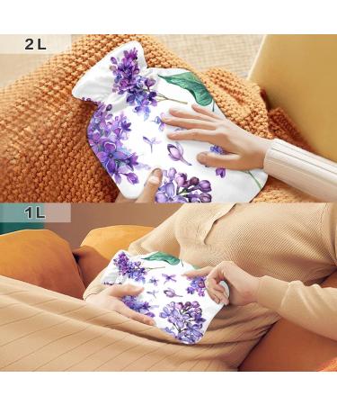 Hot Water Bottle with Cover - 1L Purple Butterfly Design | Pain Relief for Children Men & Women - BAP-Free - Buy Online on GoSupps.com