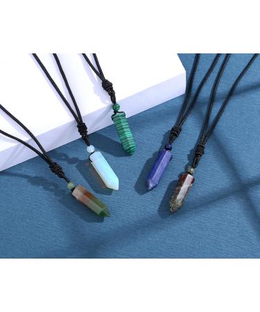 XIANNVXI Healing Crystal Necklace - Natural Gemstone Hexagonal Point Pendant - Adjustable Rope Reiki Jewelry for Men and Women - Blood Stone - Size L - Buy Online on GoSupps.com