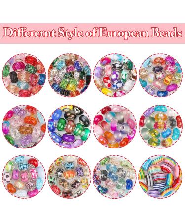 224 PCS Large Hole Glass Beads for Jewelry Making - Cludoo European Beads Bulk - Mixed Color Spacer Beads with Rhinestones - DIY Craft Charms Bracelet Necklace Earring Making - Buy Online on GoSupps.com