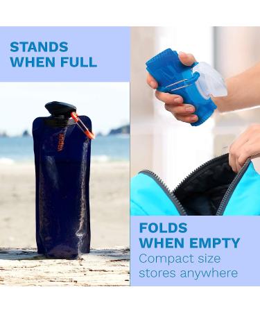 Vapur Solid Flexible Water Bottle with Carabiner - 1L (33 oz) Night Blue - Buy Online on GoSupps.com