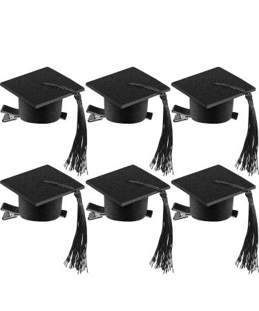 6 Pieces Graduation Hat Hair Clip Mini Graduation Cap Hairpins Doctoral Cap Hair Clip Decoration Graduation Hair Accessories Graduation Party Supply for Girls Congrats Graduate Graduation Party Supply