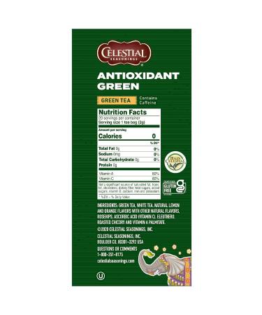 Celestial Seasonings Green Antioxidant Tea - Caffeinated - 20 Tea Bags (Pack of 6) - Buy Online on GoSupps.com